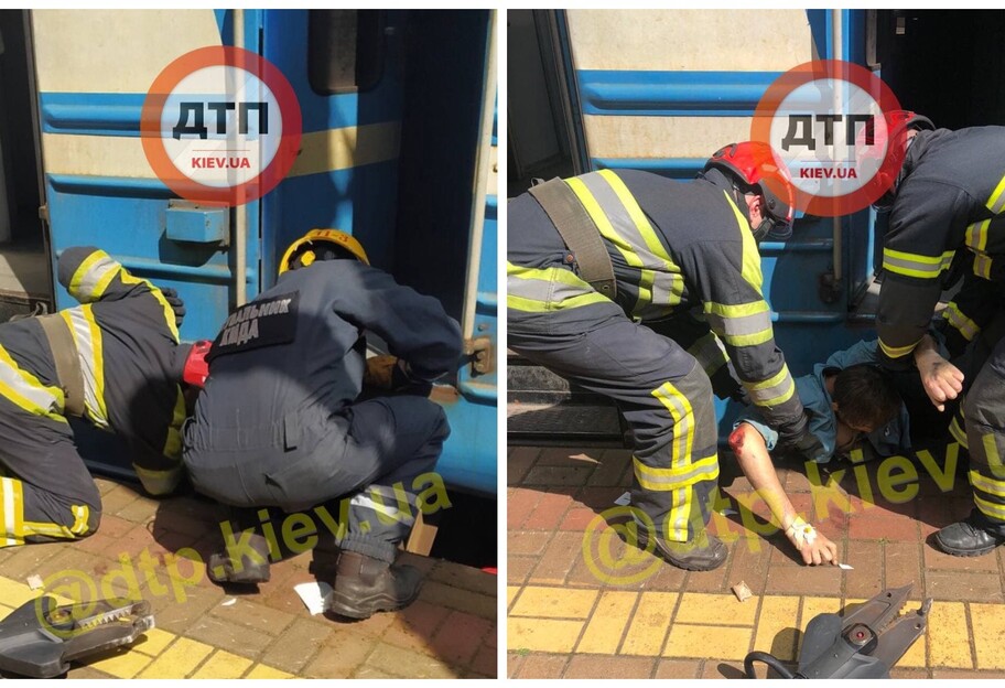 Попал под поезд в Киеве - зажало между вагоном и платформой на Караваевых дачах - фото - фото 1