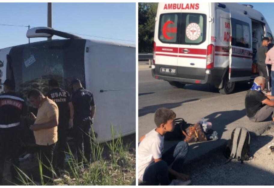 ДТП в Турции - перевернулся пассажирский автобус с 30 людьми - фото 1