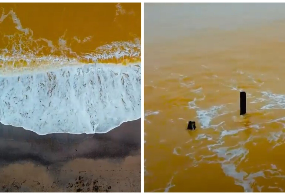 Черное море в Крыму стало желтым - видео - фото 1