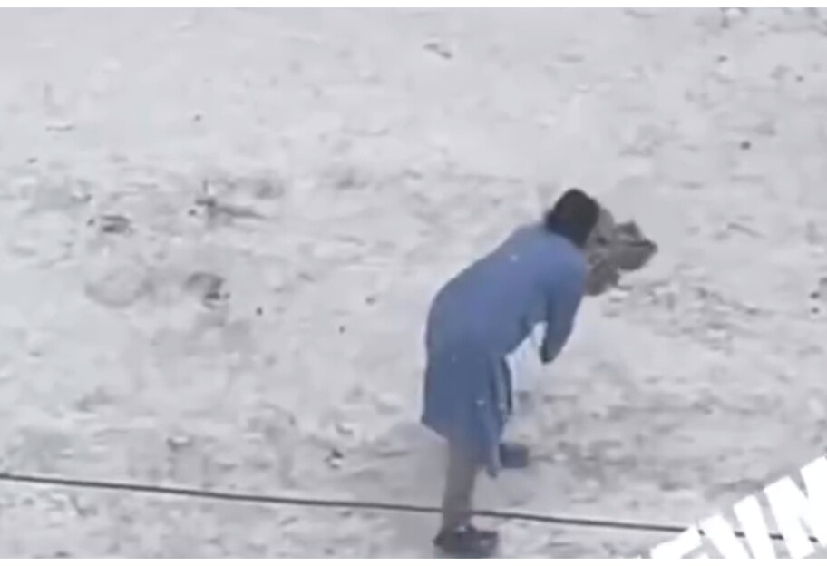 Помыла снег шваброй - в Киеве очевидцы сняли на видео необычную сцену - фото 1