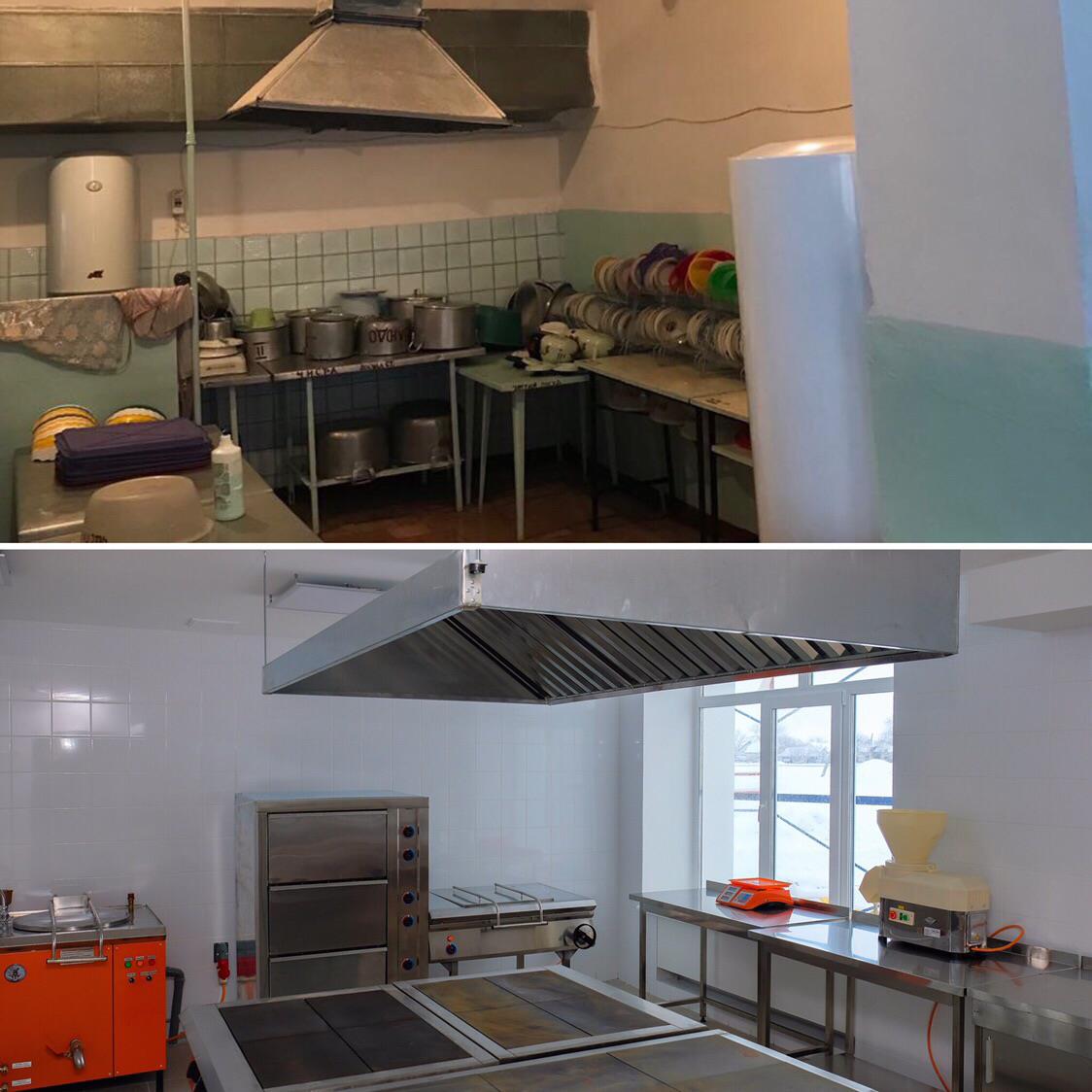 Кухня школы до и после реконструкции